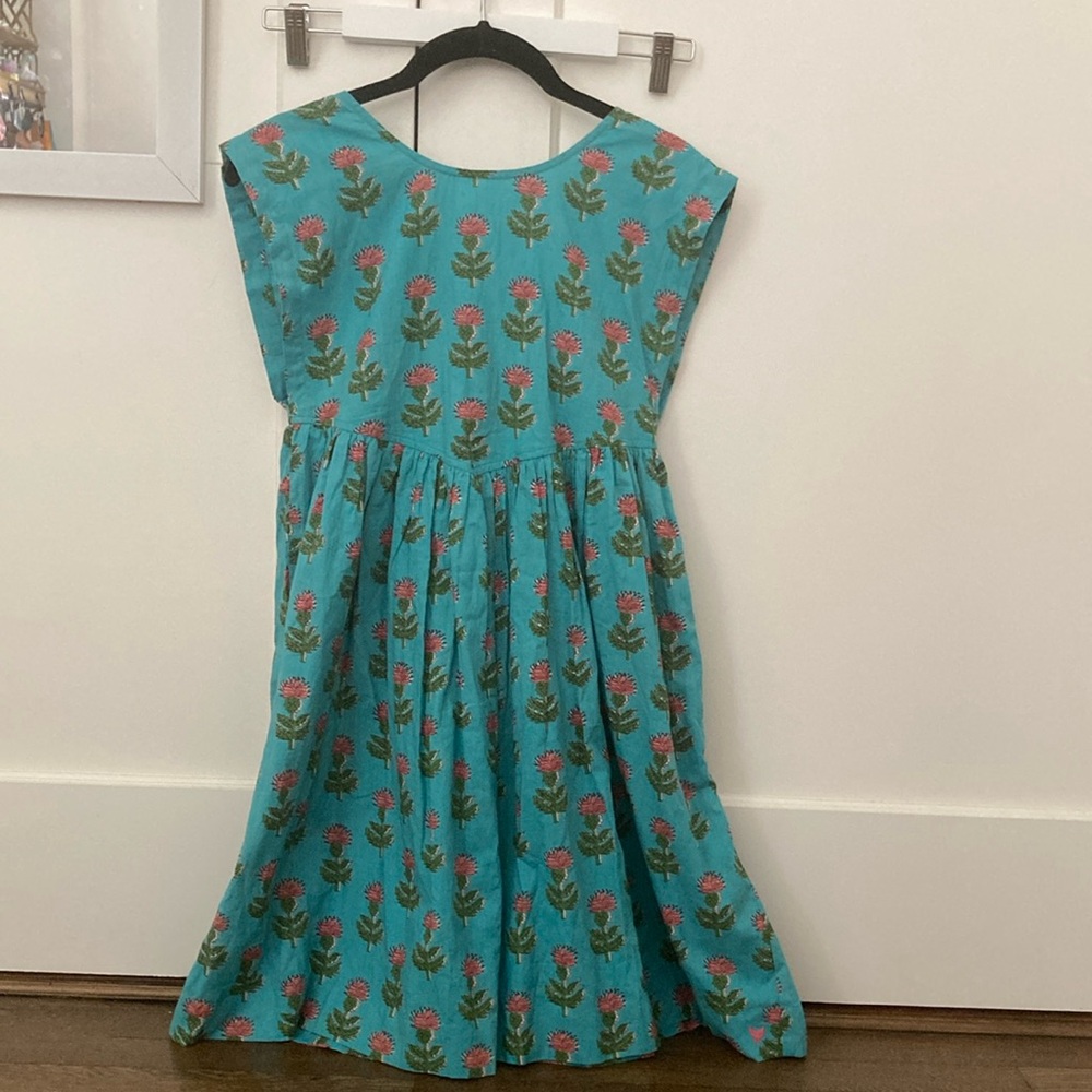 Pink Chicken Dress in Blue Cornflower 14Y